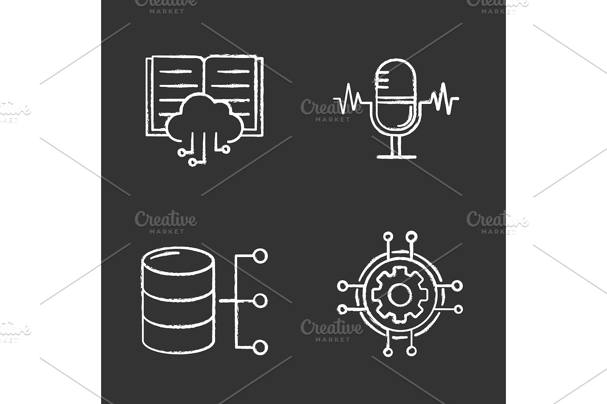 Machine learning chalk icons set in Icons - product preview 8