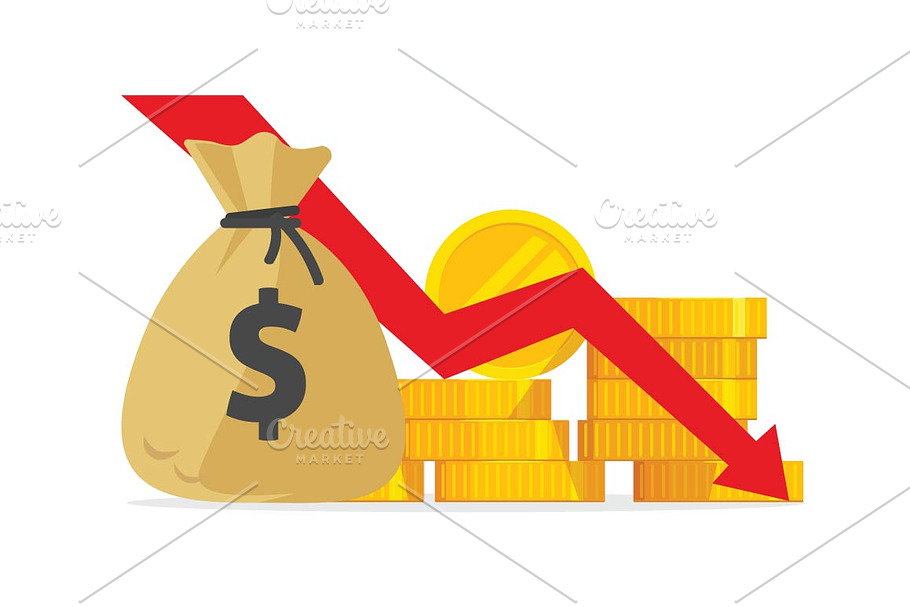 Money Loss Cost or Bankruptcy Vector