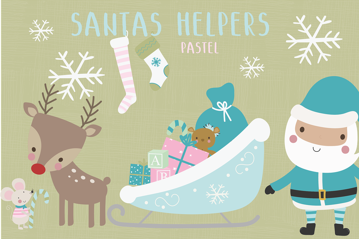 Santas helpers-pastel in Illustrations - product preview 8