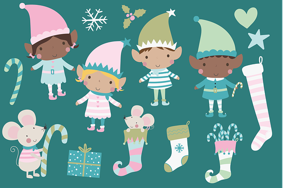 Santas helpers-pastel in Illustrations - product preview 1