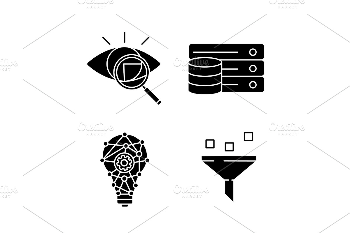 Machine learning glyph icons set in Icons - product preview 8