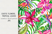 Tropical flowers,leaves pattern