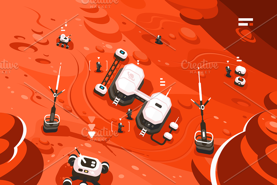 Mars planet station orbit base in Illustrations - product preview 8
