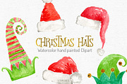 watercolor Christmas hats