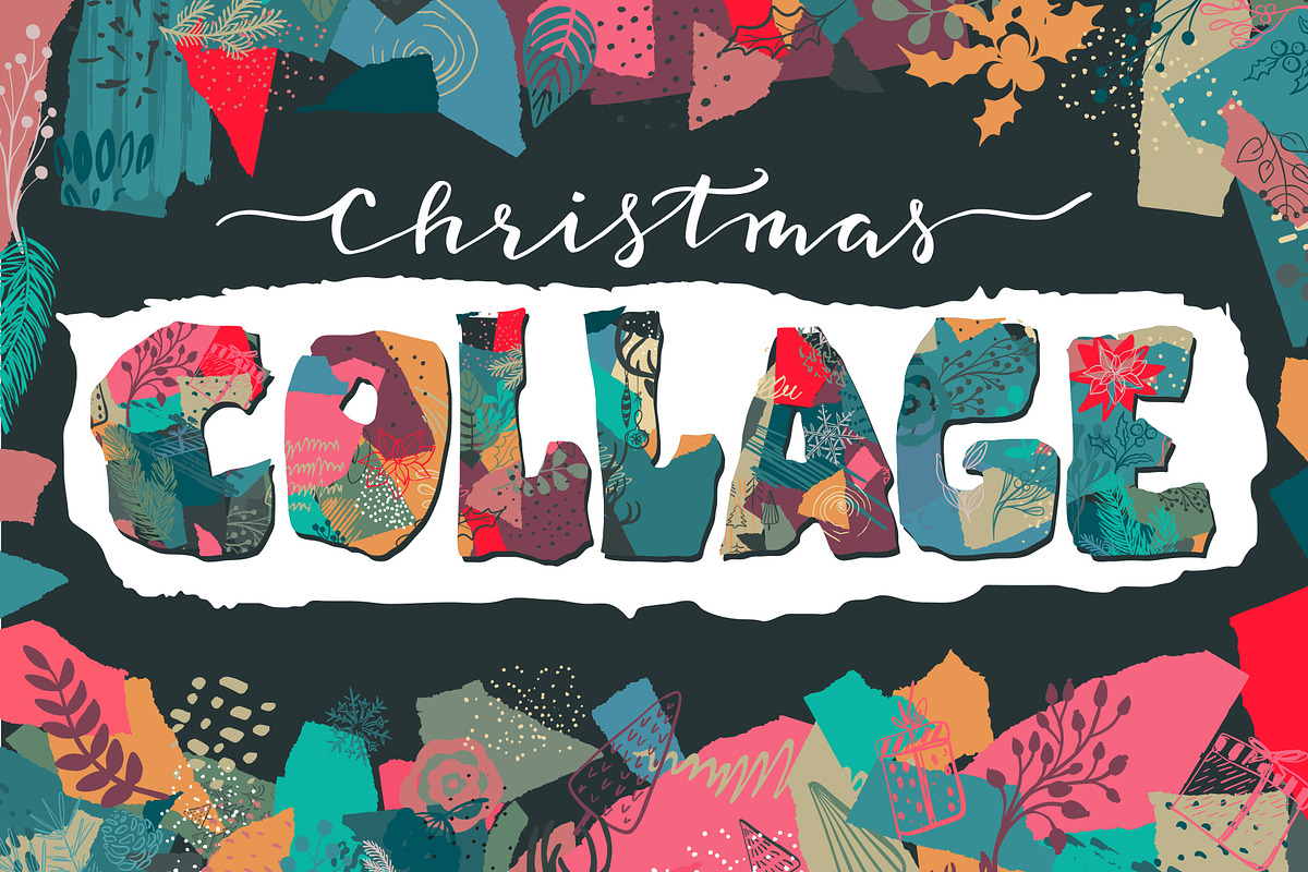 Christmas collage vector set in Patterns - product preview 8