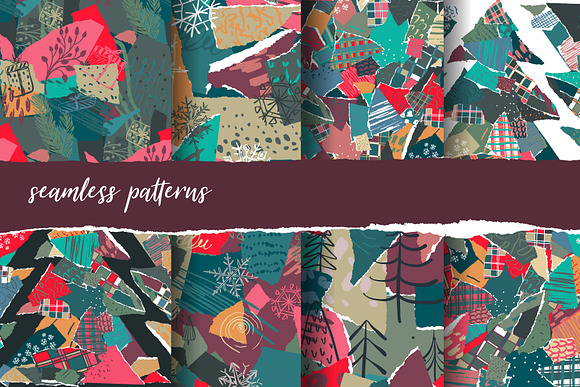 Christmas collage vector set in Patterns - product preview 5