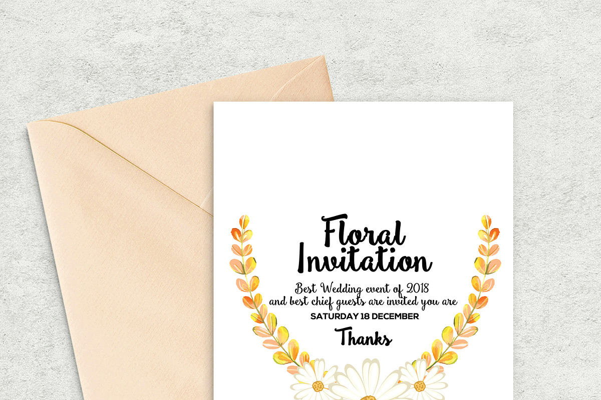 Floral Invitation Card Template in Flyer Templates - product preview 8
