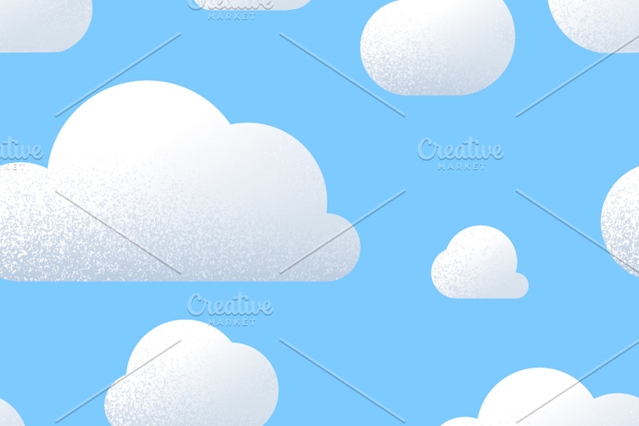 A lot of cute clouds with texture  in Patterns - product preview 8