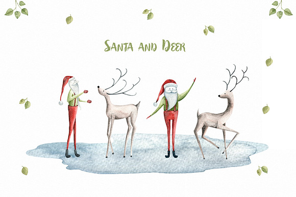 Hello Santa Watercolor clipart in Illustrations - product preview 5