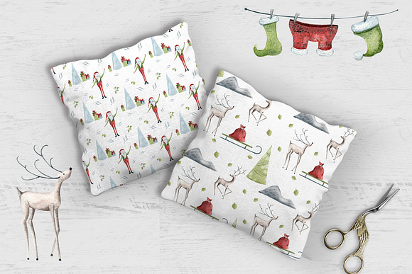 Hello Santa Watercolor clipart in Illustrations - product preview 6