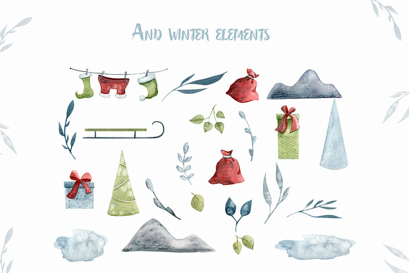 Hello Santa Watercolor clipart in Illustrations - product preview 7