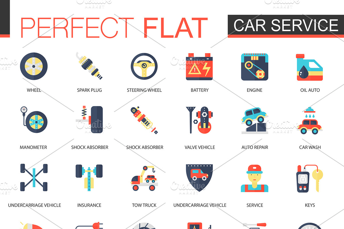 Car service flat icons in Icons - product preview 8