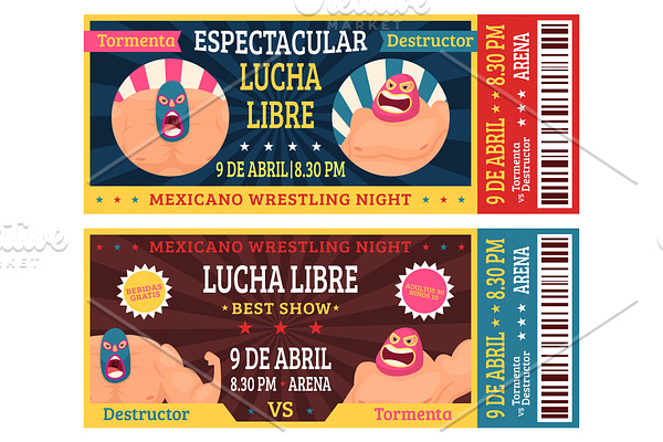 Lucha libre ticket. Mexican