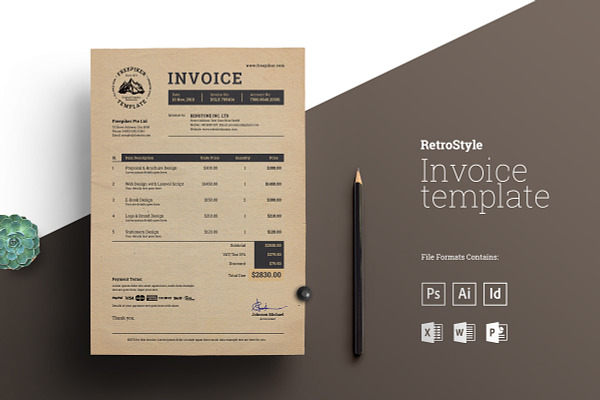 Retro Invoice | Excel & More Formats