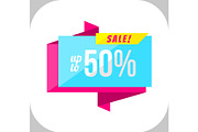 Up to 50 percent sale banner