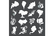 Smoke clouds. Steam puff cigarette