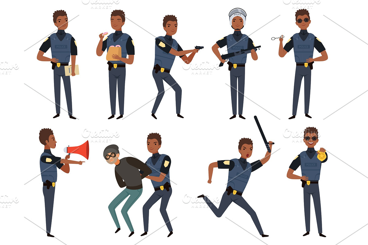 Police characters. Patrol policeman in Graphics - product preview 8