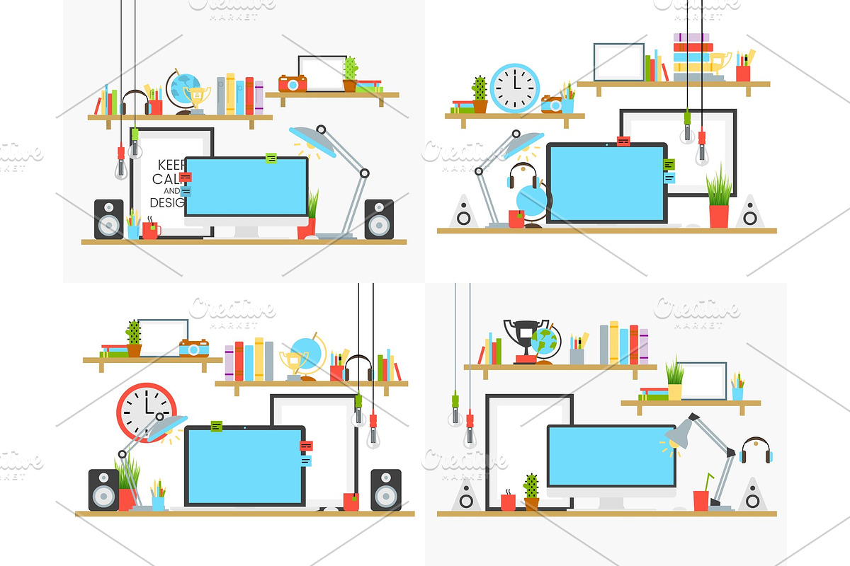 Office workplace design in Illustrations - product preview 8