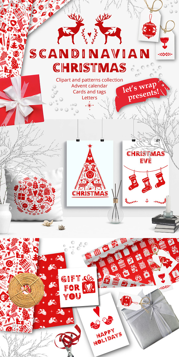 Scandinavian Christmas in red in Objects - product preview 13