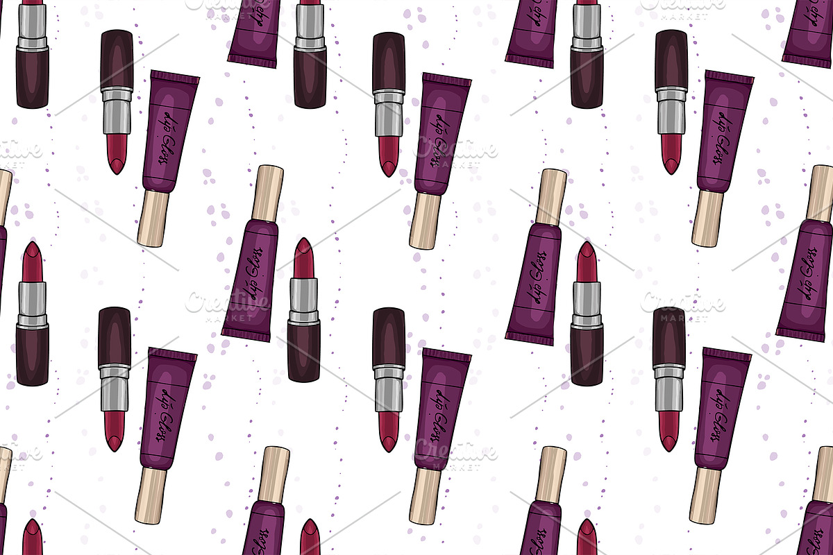 Hand drawn lipstick and lop gloss in Patterns - product preview 8