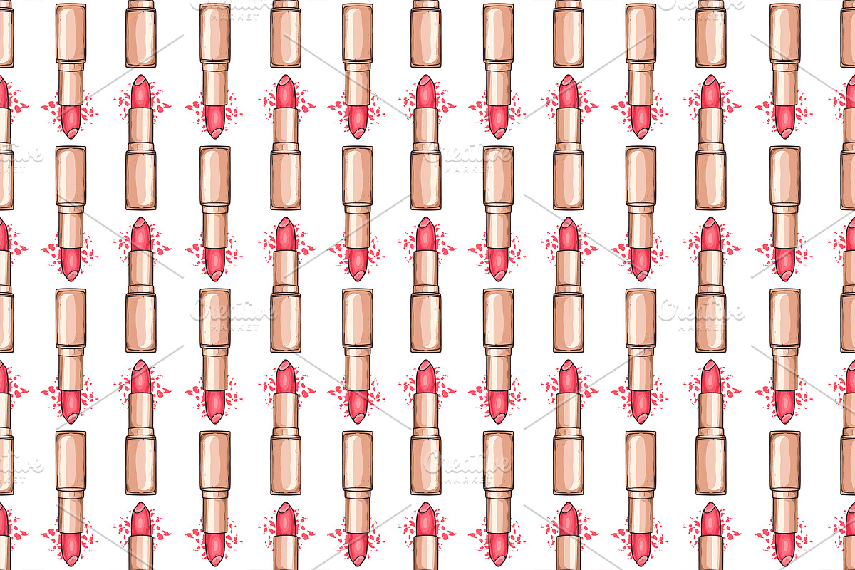 Hand drawn lipstick and lop gloss in Patterns - product preview 8