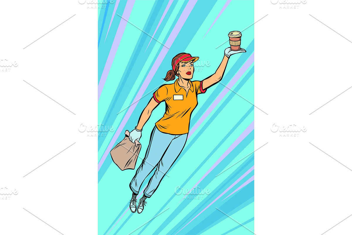 waitress coffee fast food delivery in Illustrations - product preview 8