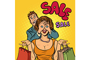 husband and wife on sale shopping