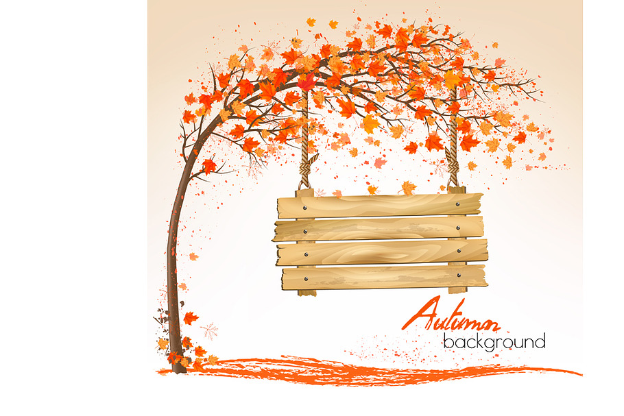 Autumn nature background with a tree