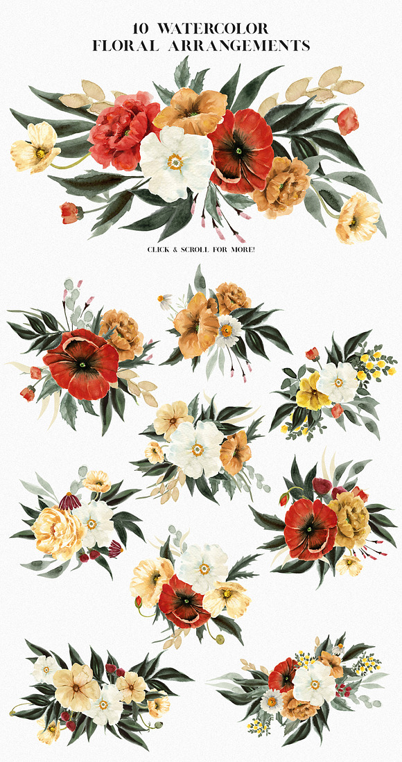 Golden Winter Floral Graphic Set in Illustrations - product preview 3
