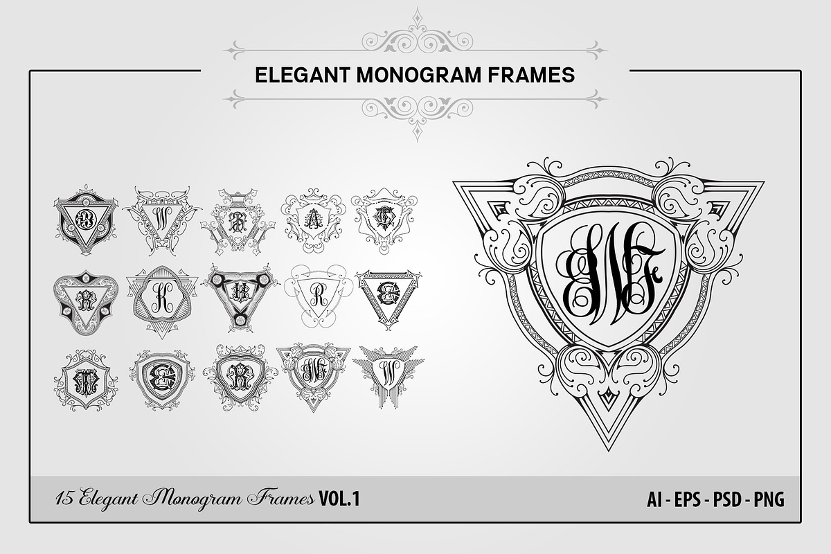 Elegant Monogram Frames VOL.1 in Logo Templates - product preview 8