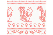 Knitted Squirrel Seamless Pattern 