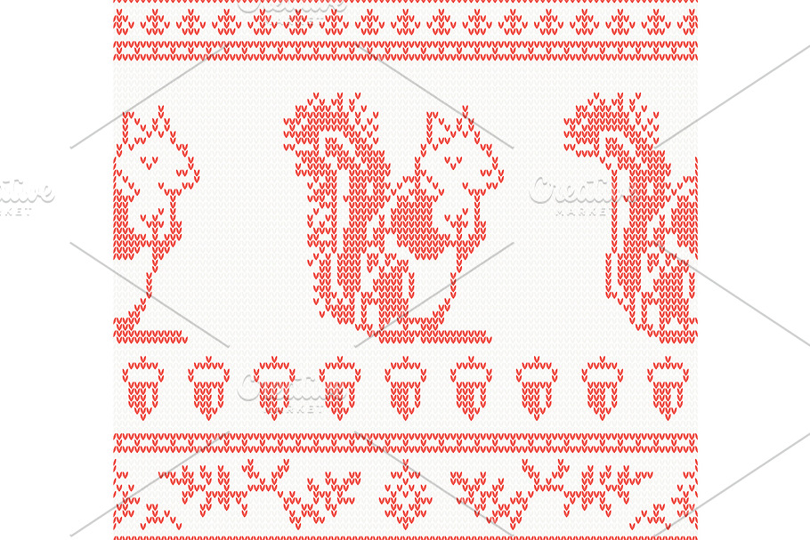 Knitted Squirrel Seamless Pattern 