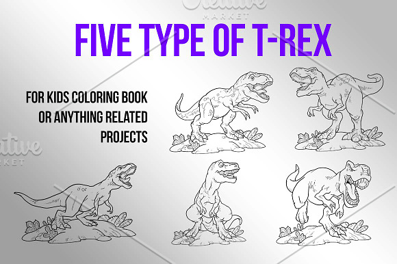 Tyrannosaurus Rex Outline Vector in Illustrations - product preview 1