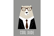 Cute and stylish hipster bear