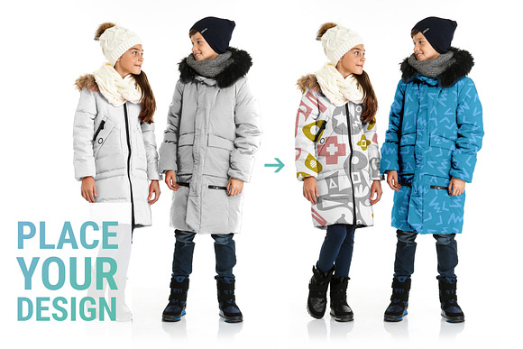 Kid Winter Jackets Mockup Set in Product Mockups - product preview 4