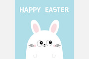 Happy Easter. White bunny rabbit.