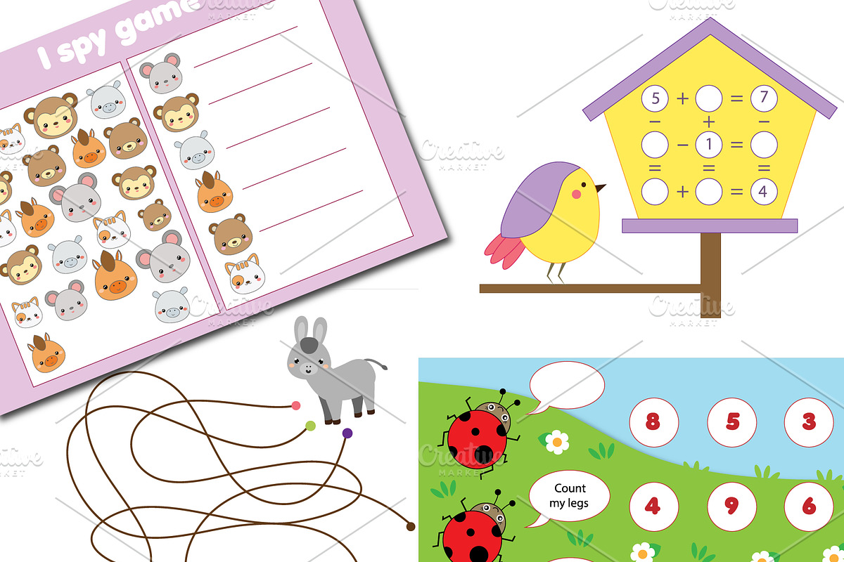 Animals theme activities for kids in Graphics - product preview 8
