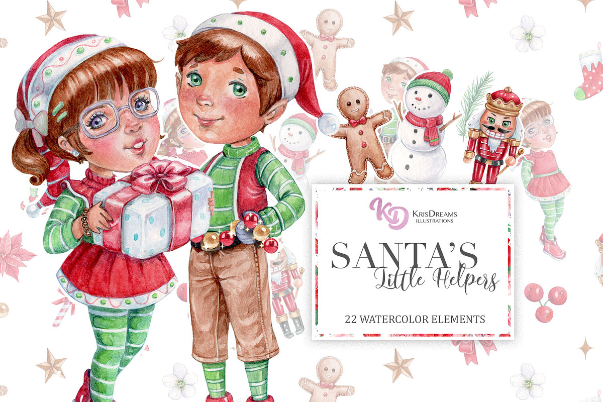 Santa's Little Helpers Clipart in Illustrations - product preview 8