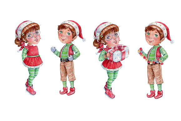 Santa's Little Helpers Clipart in Illustrations - product preview 1
