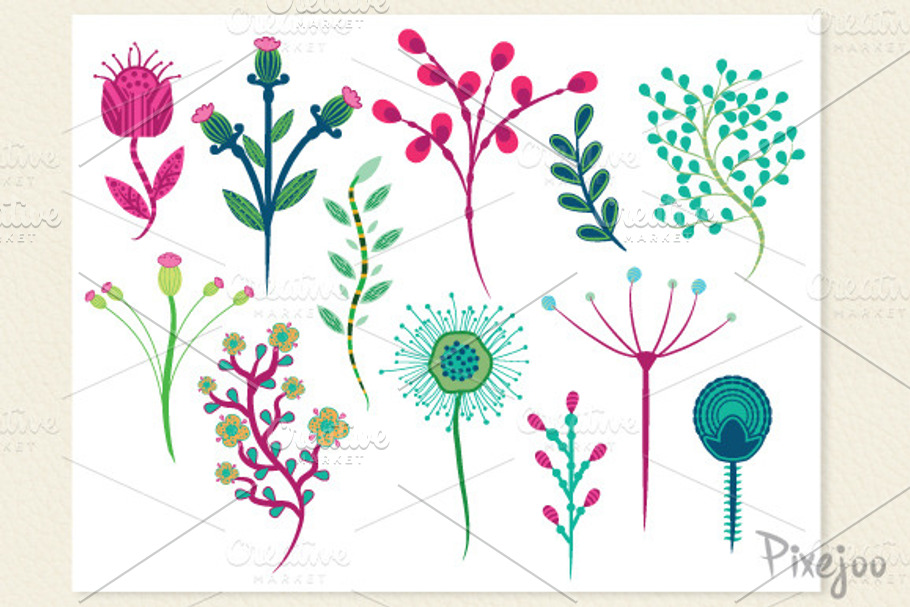 12 Flower Clipart in Vector and PNG