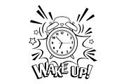 Cartoon alarm clock isolated on