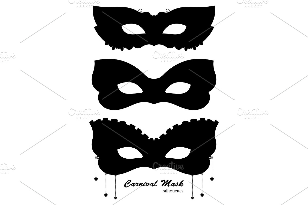 Carnival mask black silhouettes in Objects - product preview 8