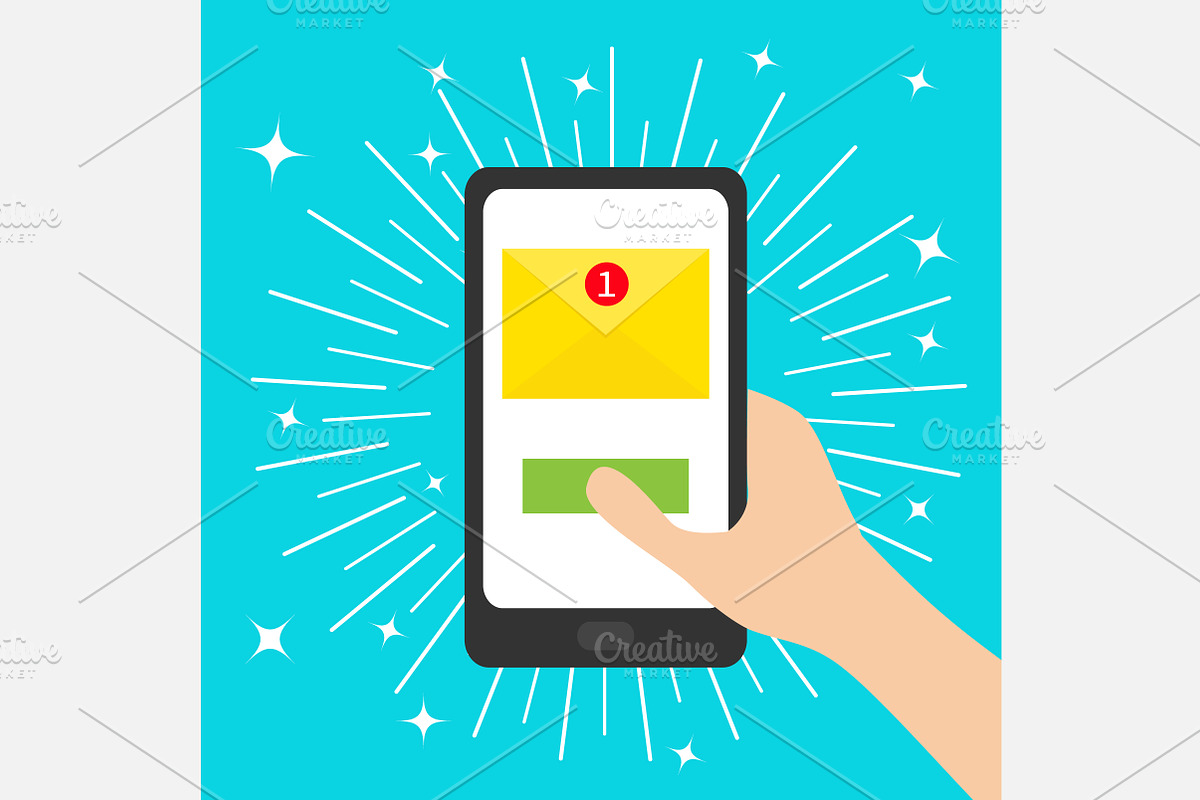 Hand holding smartphone. Email icon. in Illustrations - product preview 8