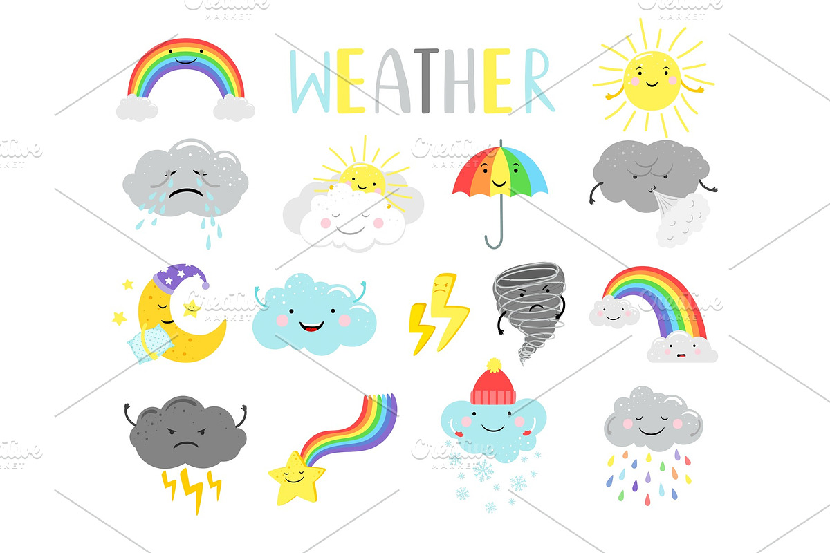 Cartoon weathers items for kids in Illustrations - product preview 8