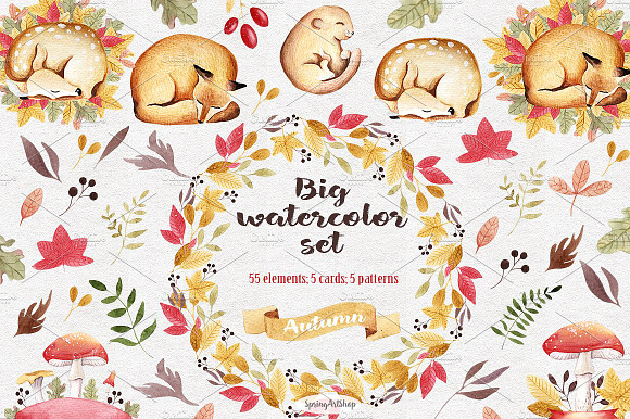Watercolor Autumn Bundle-85% off in Illustrations - product preview 33