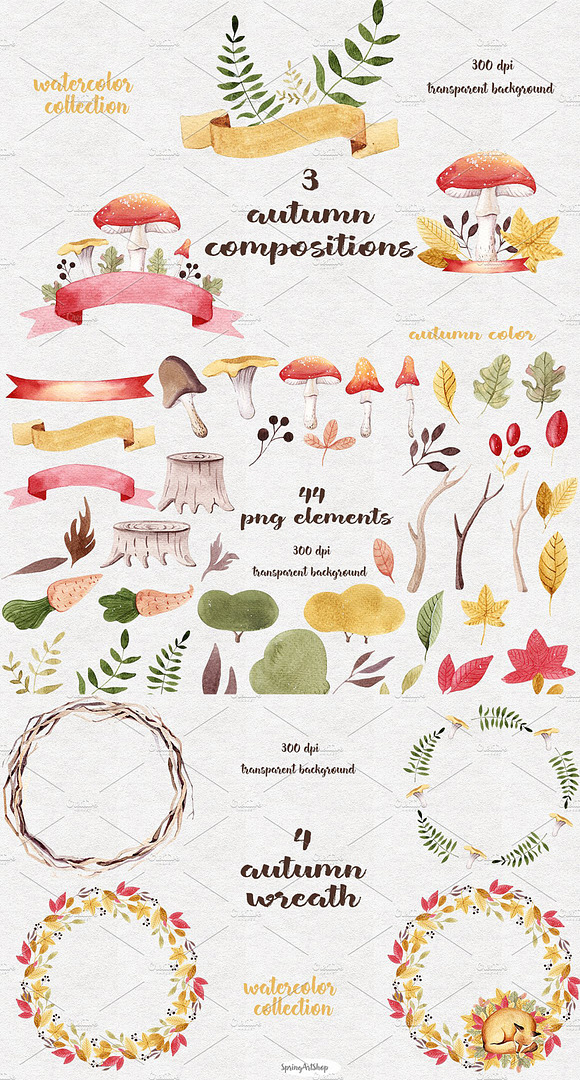 Watercolor Autumn Bundle-85% off in Illustrations - product preview 37