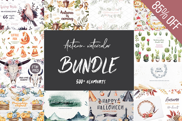 Watercolor Autumn Bundle-85% off in Illustrations - product preview 52