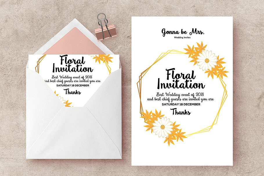 Wedding Floral Invites Templates in Wedding Templates - product preview 8