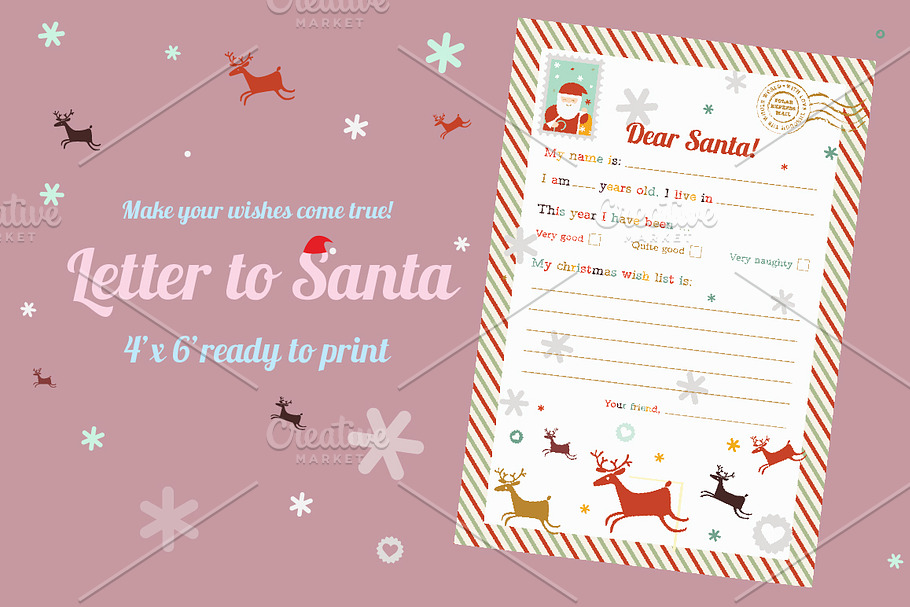 Dear Santa! wish list in Postcard Templates - product preview 8