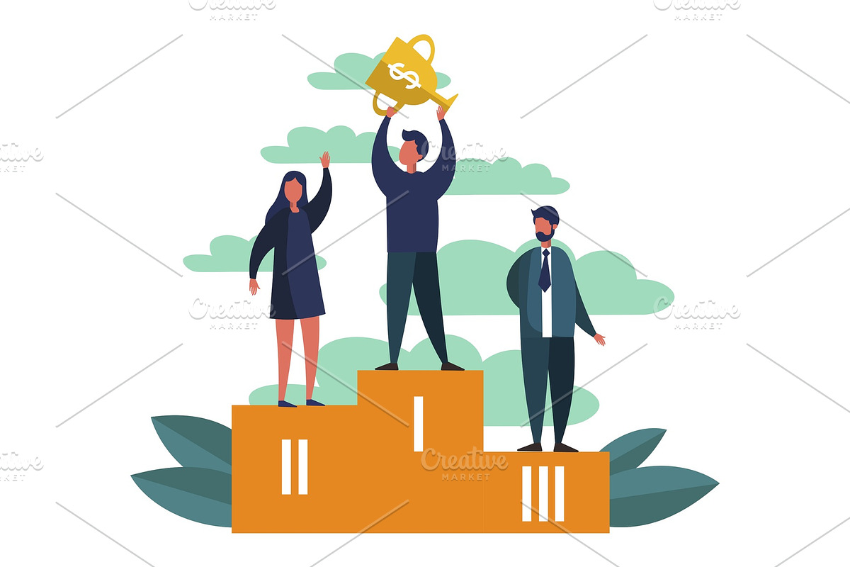 Businessman on sport pedestal vector in Illustrations - product preview 8